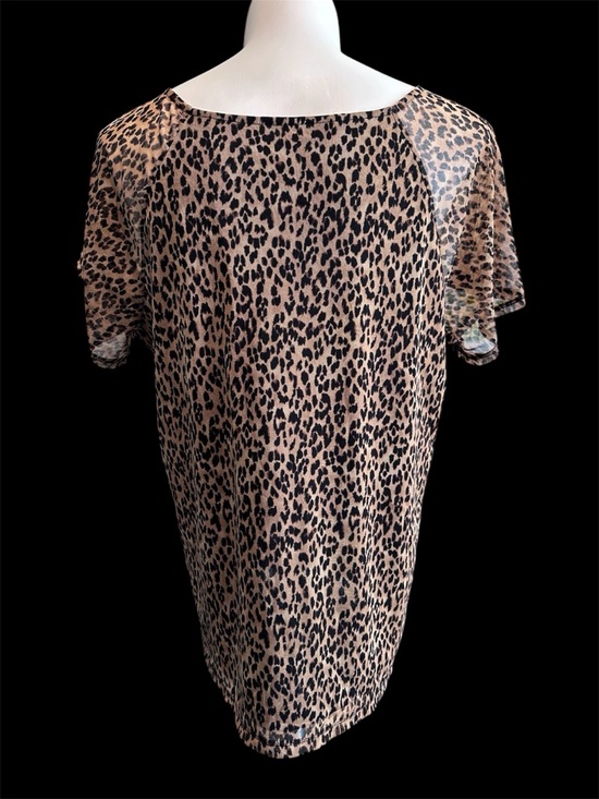 212 Collection Black Top with Brown Leopard Trim - Picture 3 of 6